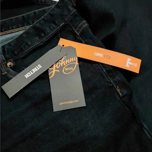 Johnny Bigg Mens 38L Aeden Slim Fit Jeans Dark Wash Stretch Denim Long Leg NWT - Picture 3 of 11
